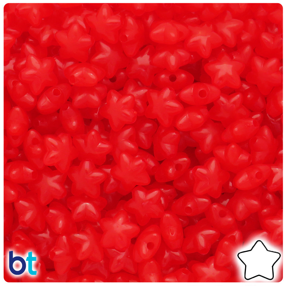 Red Translucent 10mm Star Plastic Beads (125pcs)