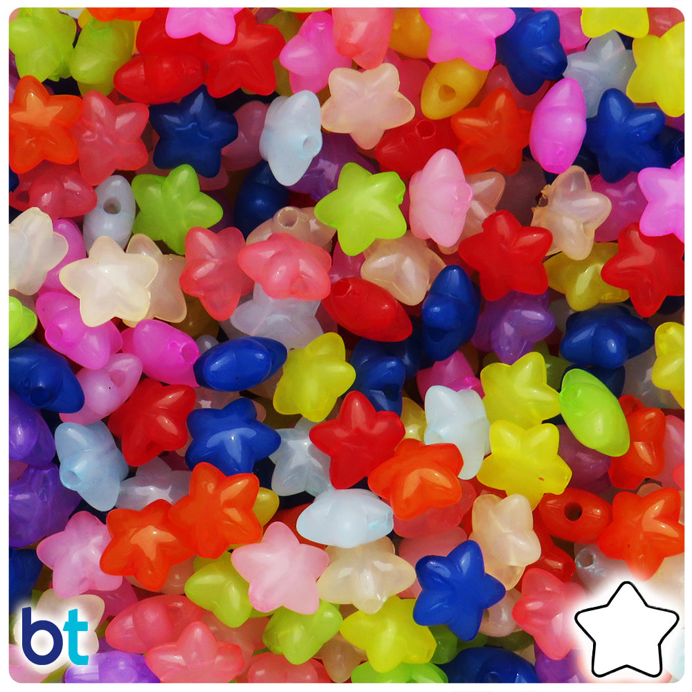 Mixed Translucent 10mm Star Plastic Beads (125pcs)