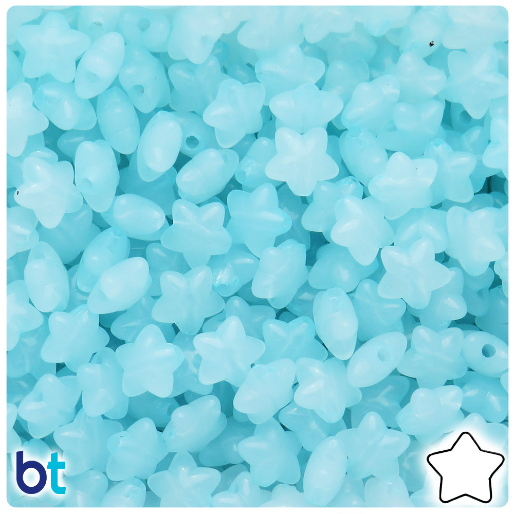 Light Blue Translucent 10mm Star Plastic Beads (125pcs)