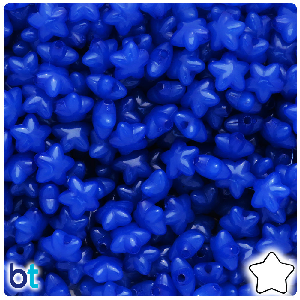 Dark Blue Translucent 10mm Star Plastic Beads (125pcs)