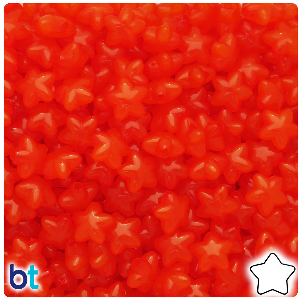 Orange Red Translucent 10mm Star Plastic Beads (125pcs)