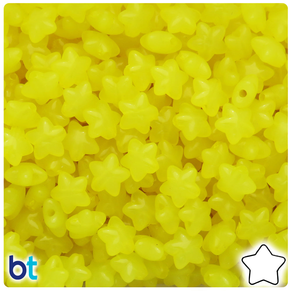 Yellow Translucent 10mm Star Plastic Beads (125pcs)