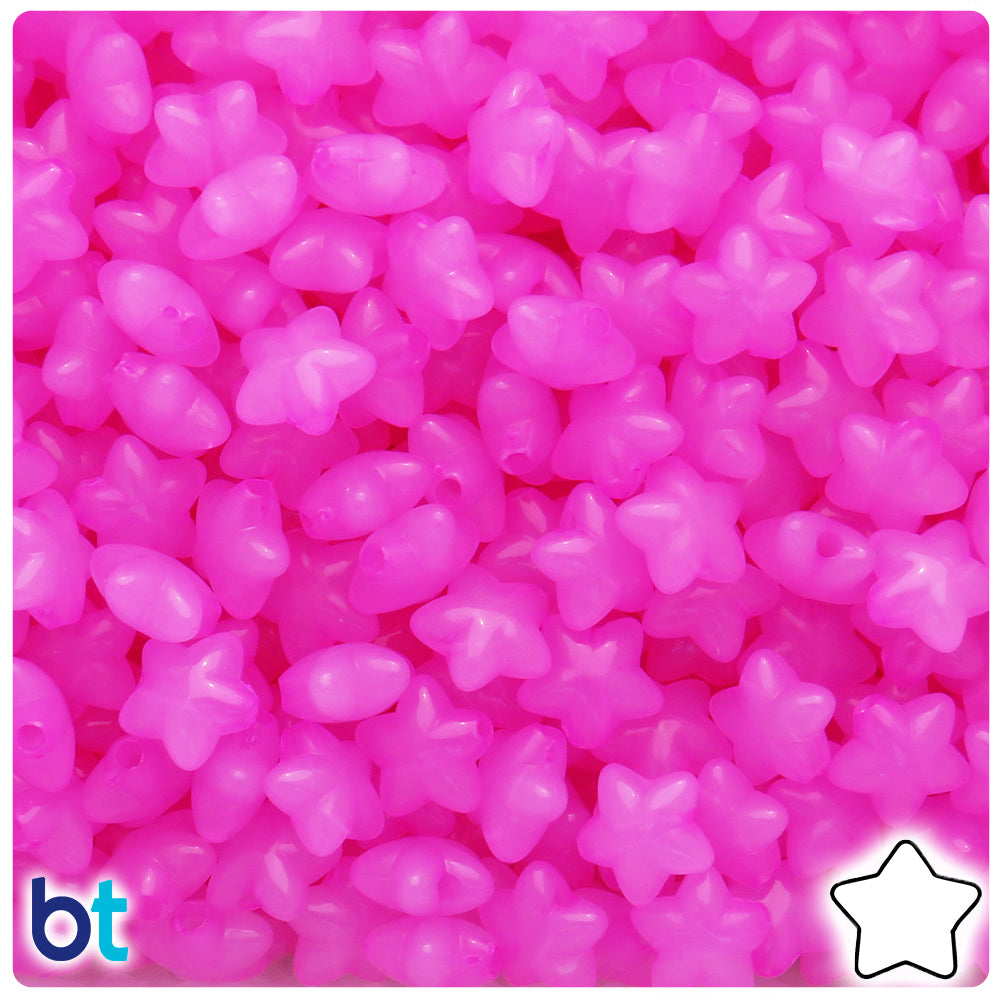 Dark Pink Translucent 10mm Star Plastic Beads (125pcs)