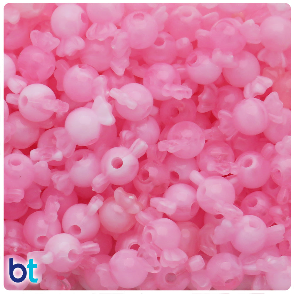 Light Pink Marbled 18mm Candy Plastic Beads (50pcs)