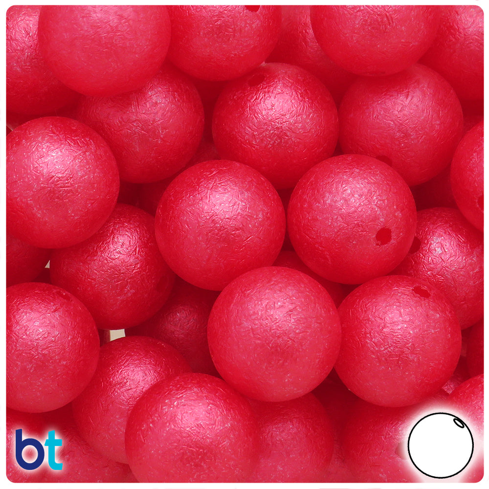 Red Pearl 20mm Round Plastic Beads - Textured Effect (10pcs)