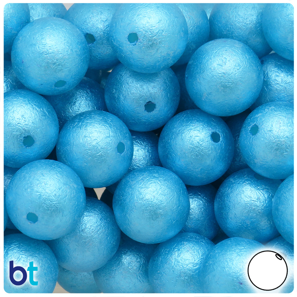 Blue Pearl 20mm Round Plastic Beads - Textured Effect (10pcs)