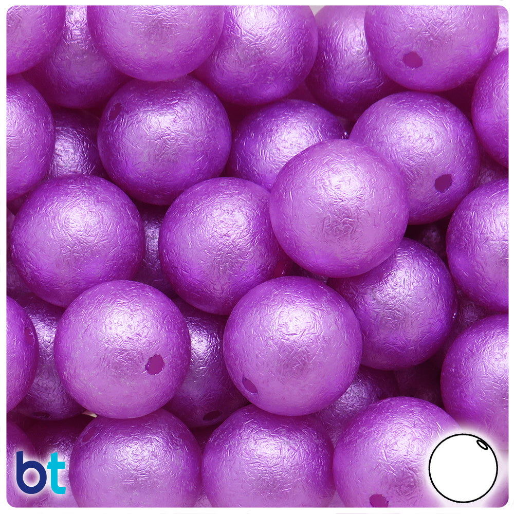 Purple Pearl 20mm Round Plastic Beads - Textured Effect (10pcs)