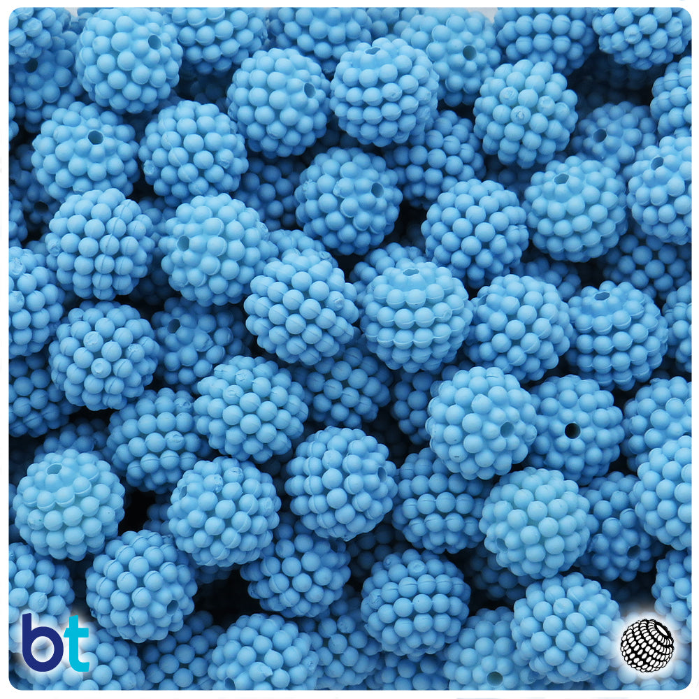 Light Blue Matte 12mm Berry Plastic Beads (75pcs)