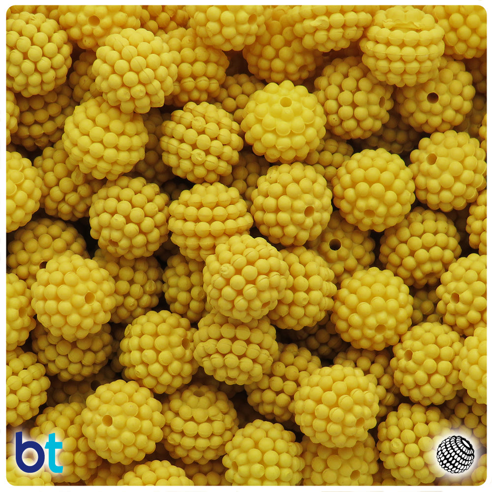 Yellow Matte 12mm Berry Plastic Beads (75pcs)