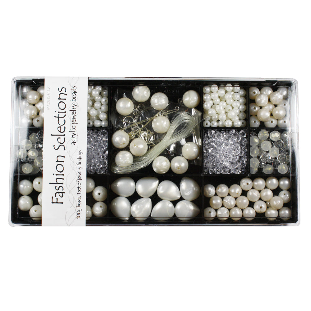 Crystal & Pearl Acrylic Jewelry Bead Box