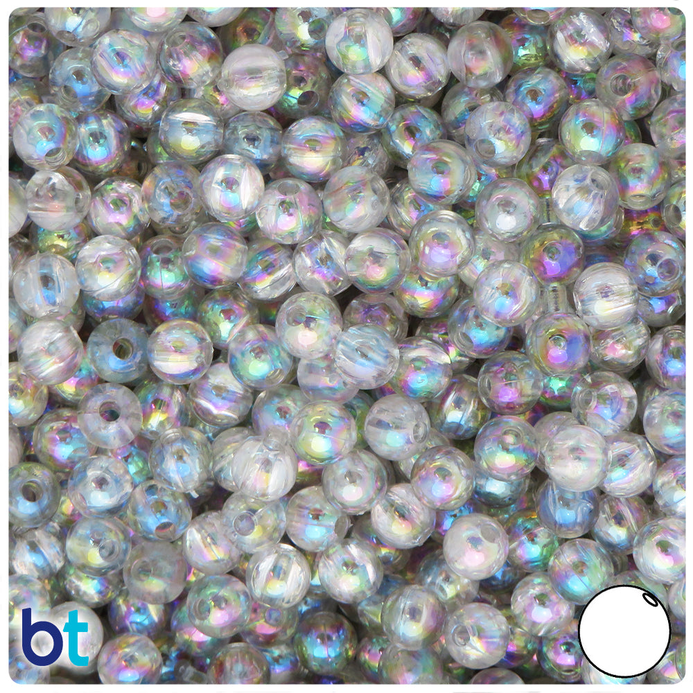Clear Transparent AB 6mm Round Plastic Beads (300pcs)