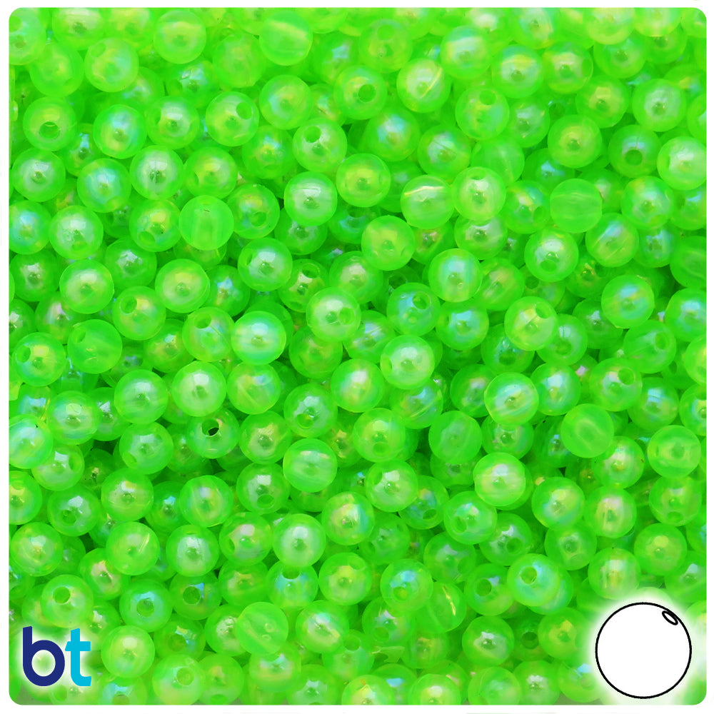 Light Green Transparent AB 6mm Round Plastic Beads (300pcs)