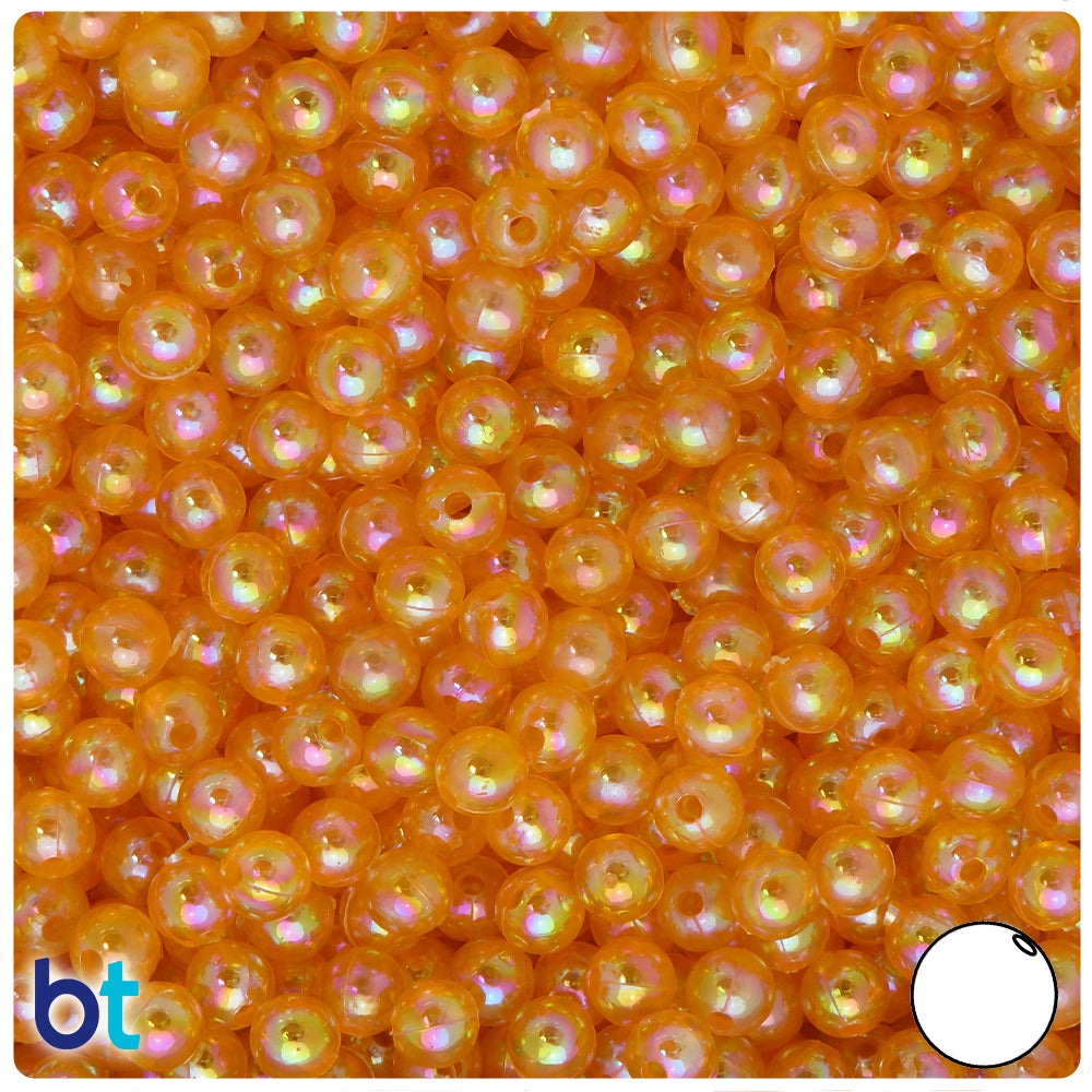 Orange Transparent AB 6mm Round Plastic Beads (300pcs)