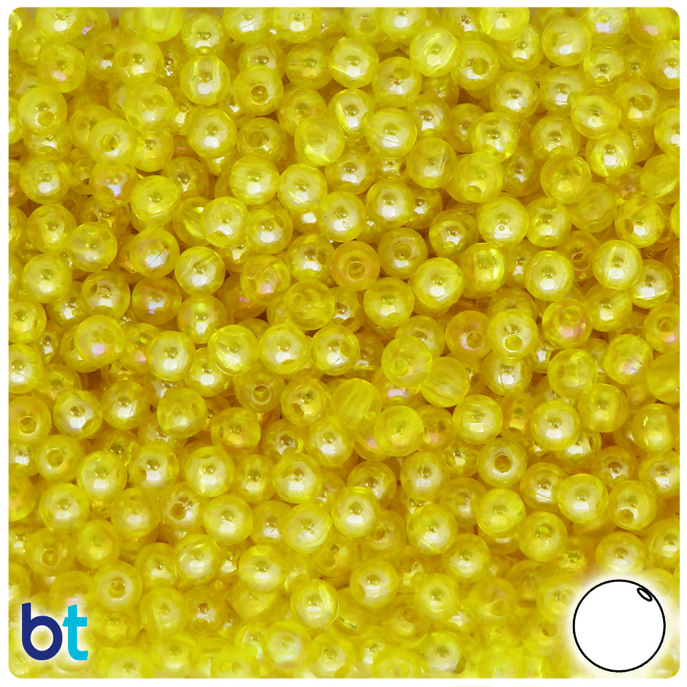 Yellow Transparent AB 6mm Round Plastic Beads (300pcs)