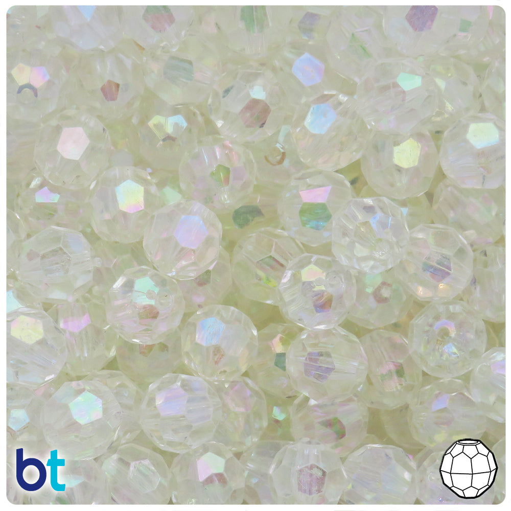 Clear Transparent AB 12mm Faceted Round Plastic Beads (75pcs)