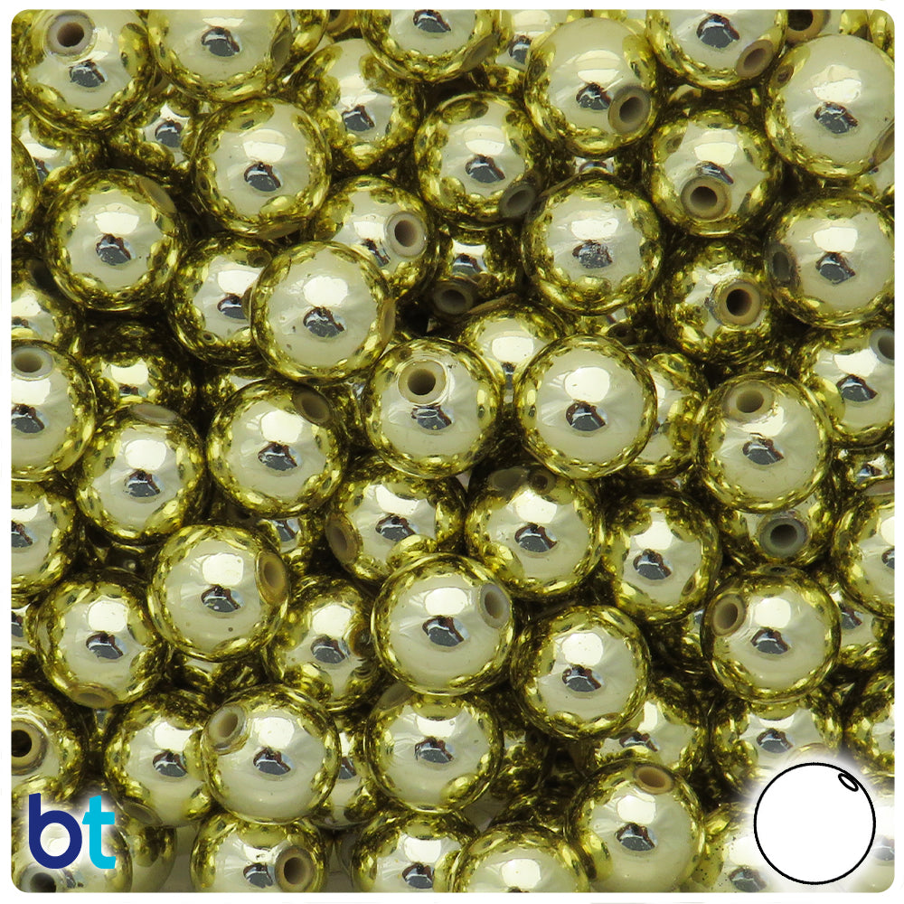Gold Metallic 12mm Round Plastic Beads (75pcs)