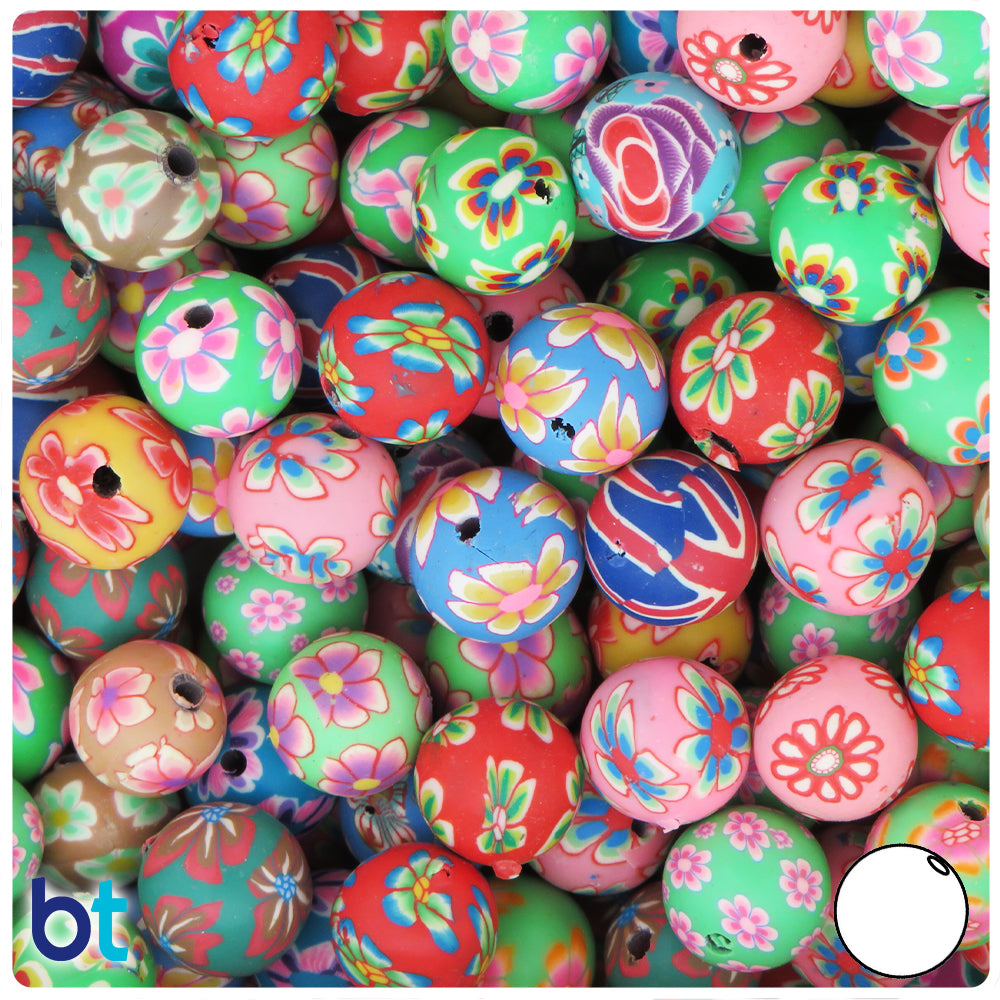 Random Design 12mm Round Polymer Clay Beads (48pcs)