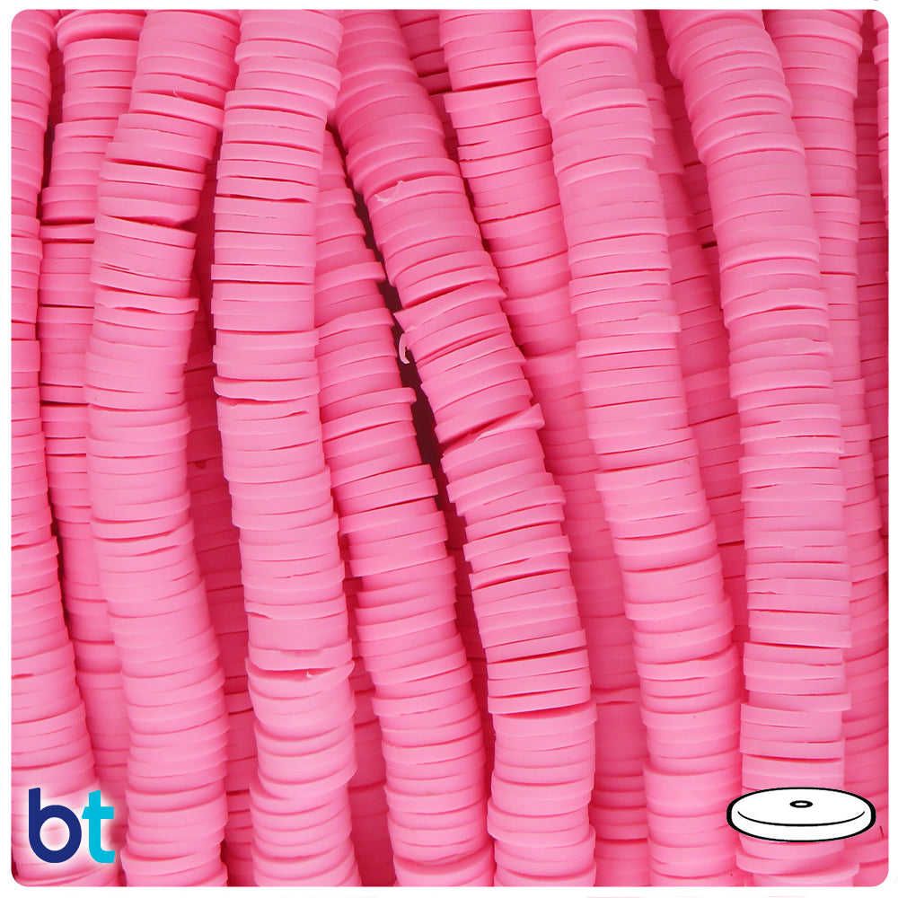 Light Pink Opaque 8mm Heishi Disc Polymer Clay Beads (1 Strand)