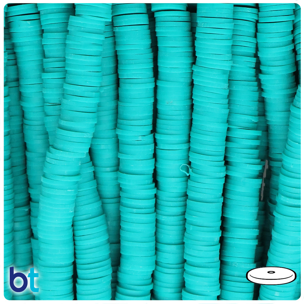 Light Turquoise Opaque 8mm Heishi Disc Polymer Clay Beads (1 Strand)