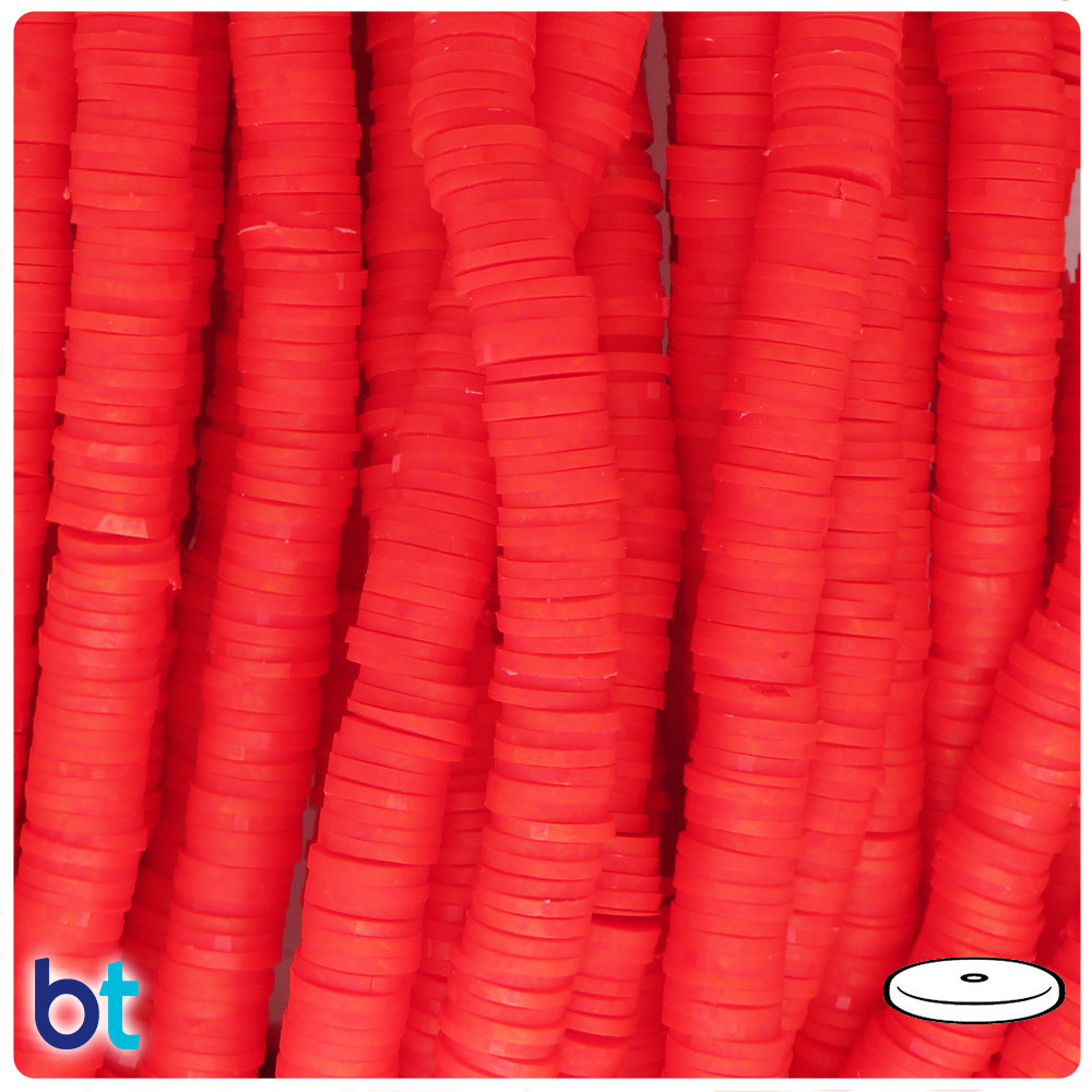 Light Red Opaque 8mm Heishi Disc Polymer Clay Beads (1 Strand)
