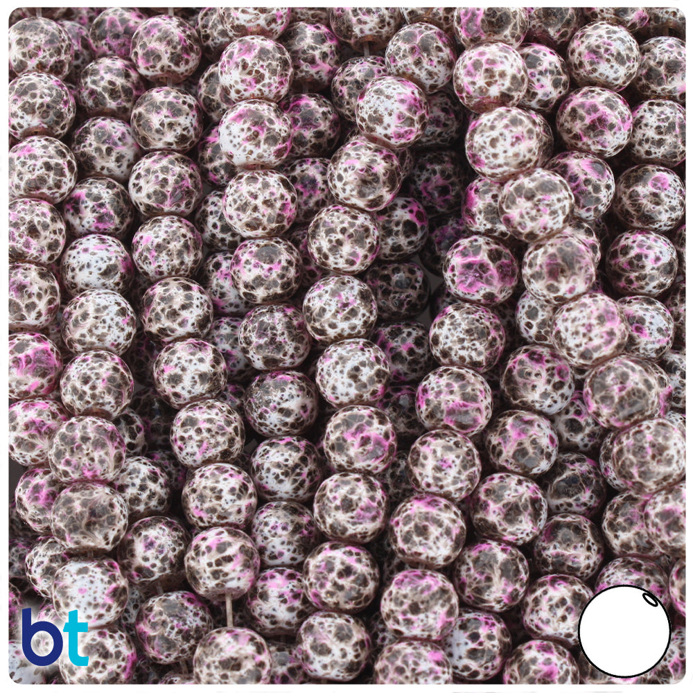 White, Black & Purple Polished 8mm Round Fashion Glass Beads (100pcs)