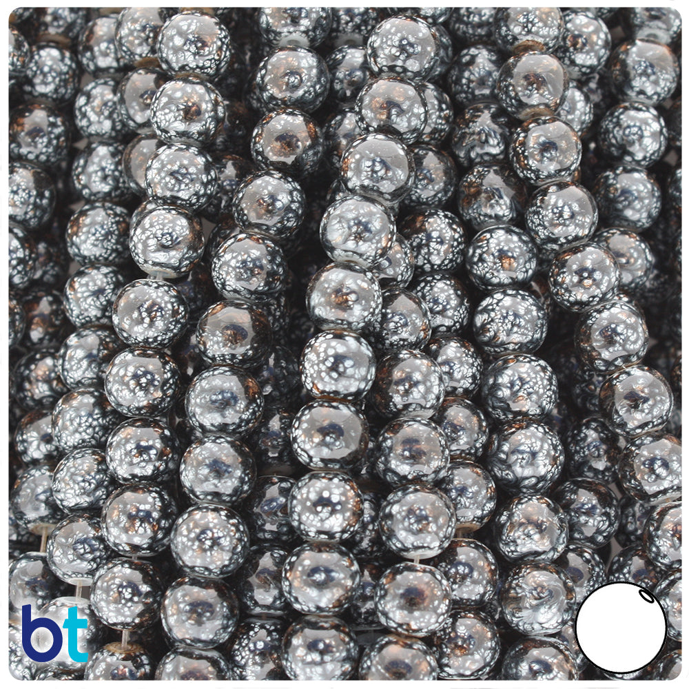 Black, Grey & Brown Polished 8mm Round Fashion Glass Beads (100pcs)