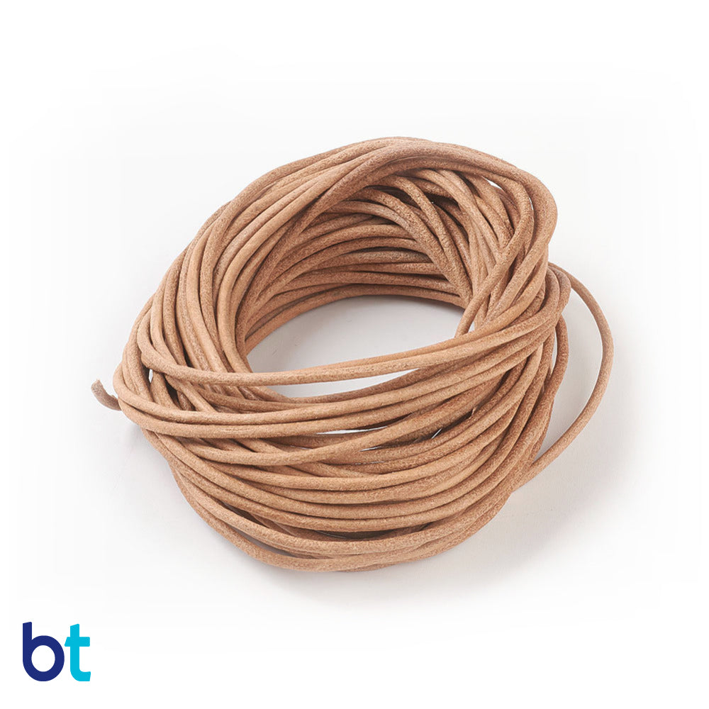 Light Brown 2mm Round Leather Cord (10m)