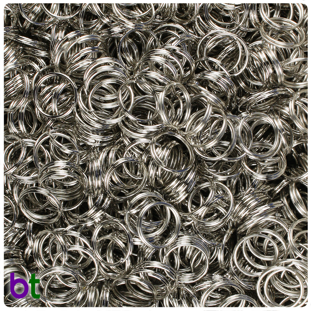 Silver Tone 10mm (3/8") Round Metal Split Rings (250pcs)