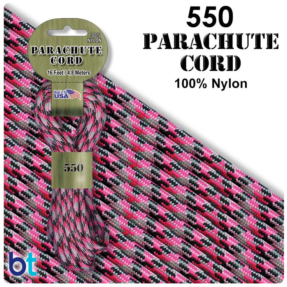 Pink Camo 550 Parachute Cord (16ft)