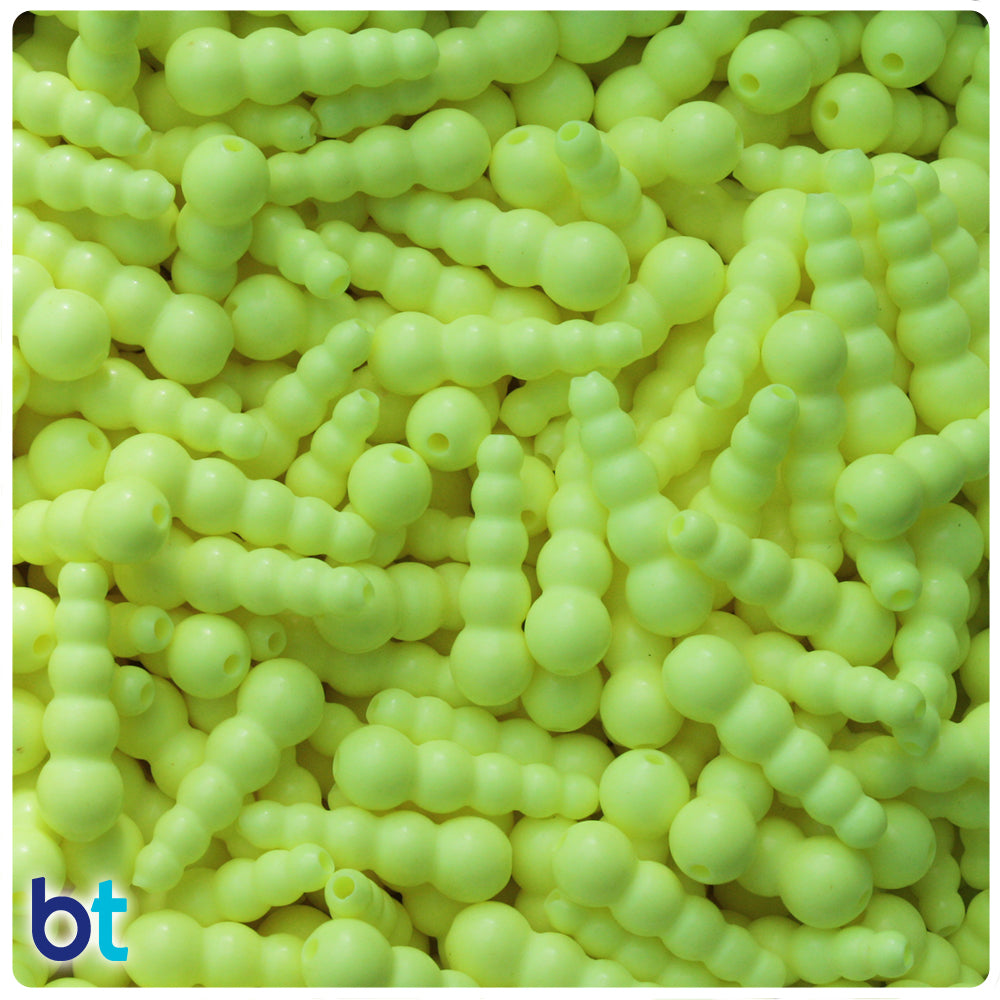 Chartreuse Opaque 18x6mm Tapered Plastic Fishing Beads (25pcs)