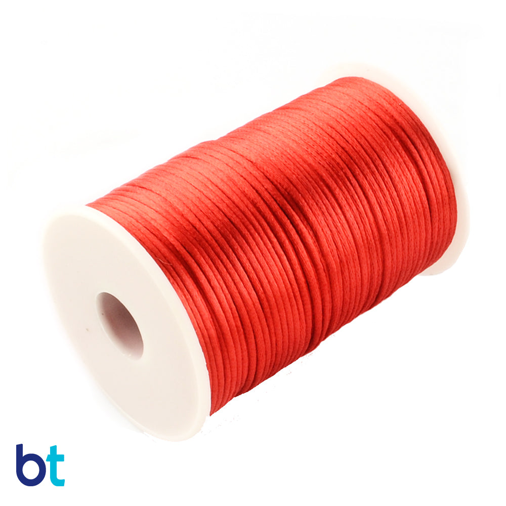 Red 2mm Satin Rattail Cord (90m)