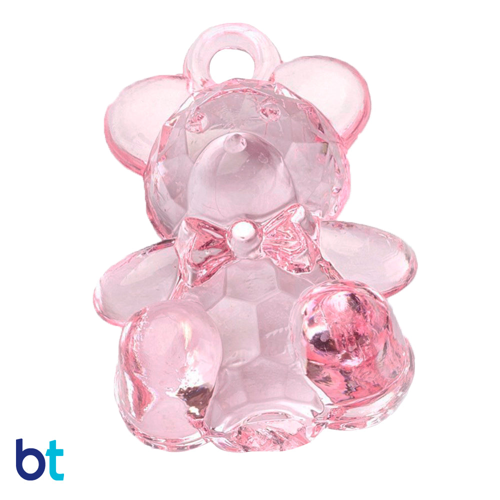 Light Pink Transparent 34mm Faceted Teddy Bear Plastic Pendants (10pcs)