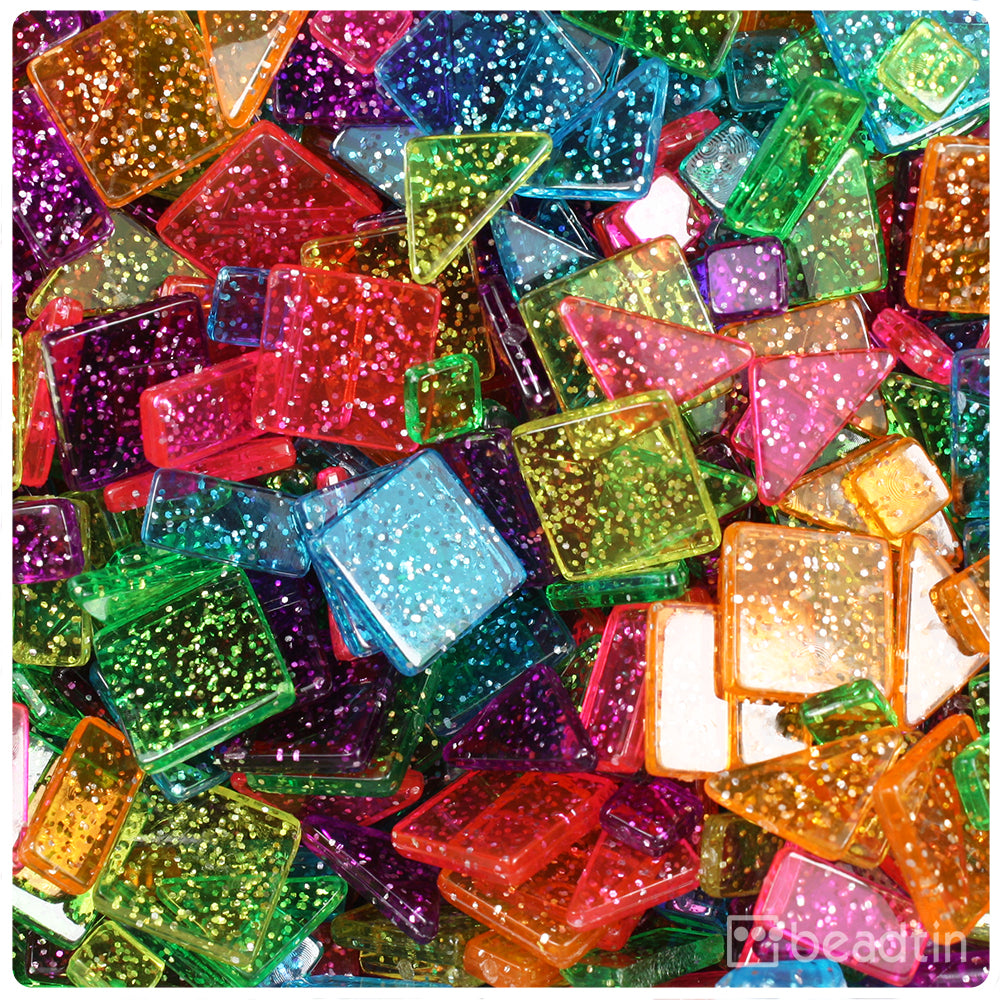 Jelly Mix Sparkle Geometric Design Plastic Mosaic Pieces (8oz)