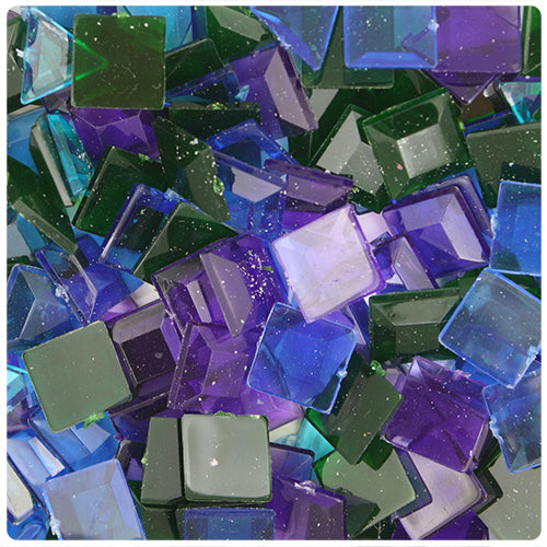 Cool Mix Transparent Faceted Plastic Mosaic Pieces (2oz)