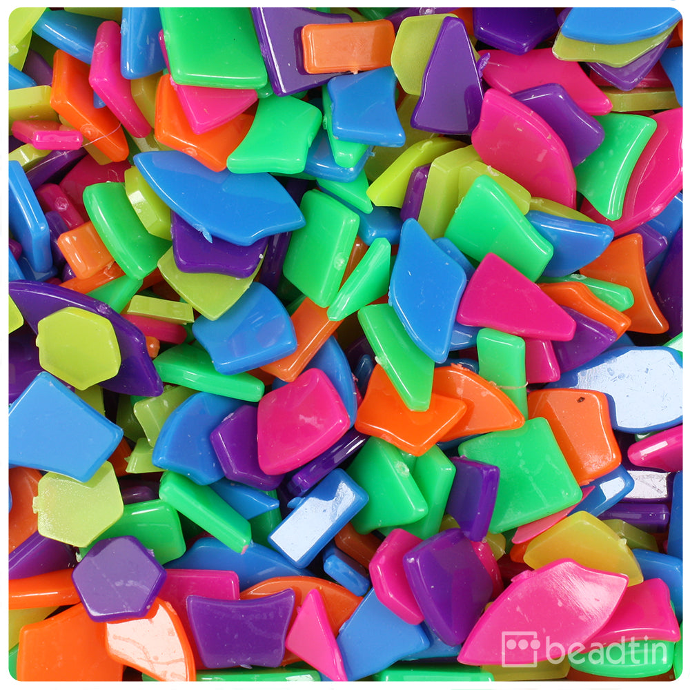 Neon Mix Broken Design Plastic Mosaic Pieces (8oz)