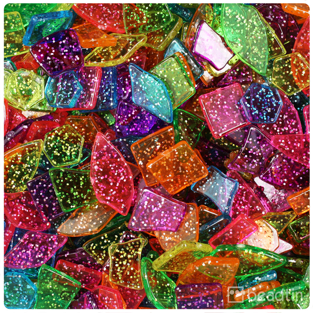Jelly Mix Sparkle Broken Design Plastic Mosaic Pieces (8oz)