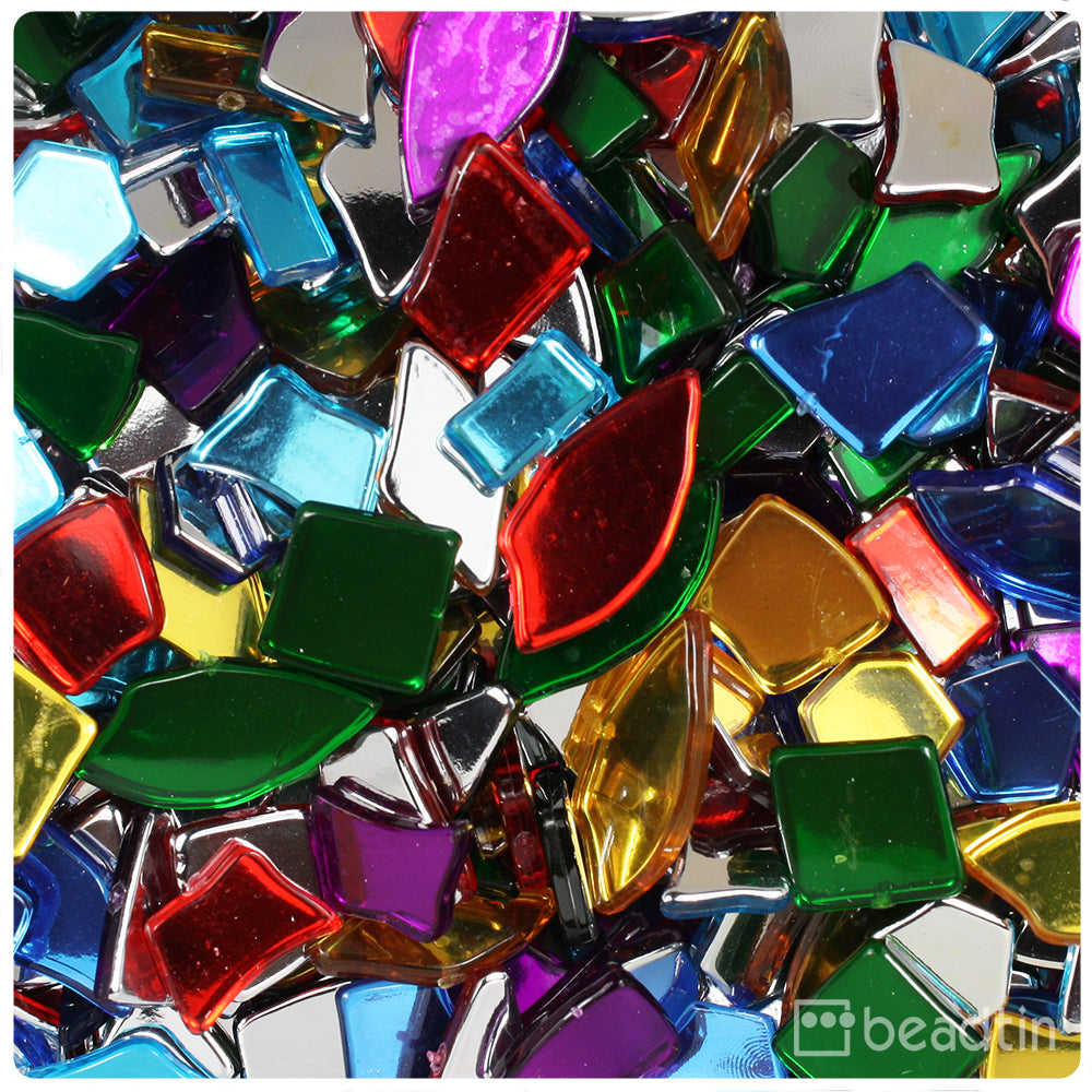 Jewel Multi Broken Design Plastic Mosaic Pieces (3.5oz)