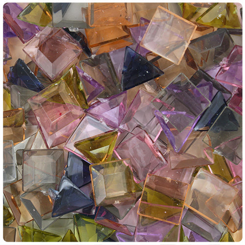 Vintage Mix Transparent Faceted Plastic Mosaic Pieces (2oz)