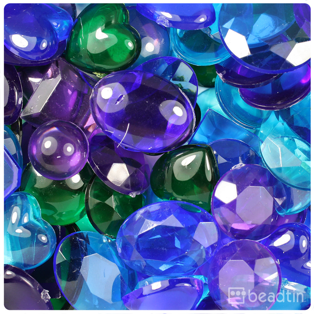 Cool Mix Smooth & Faceted Plastic Mosaic Pieces (8oz)