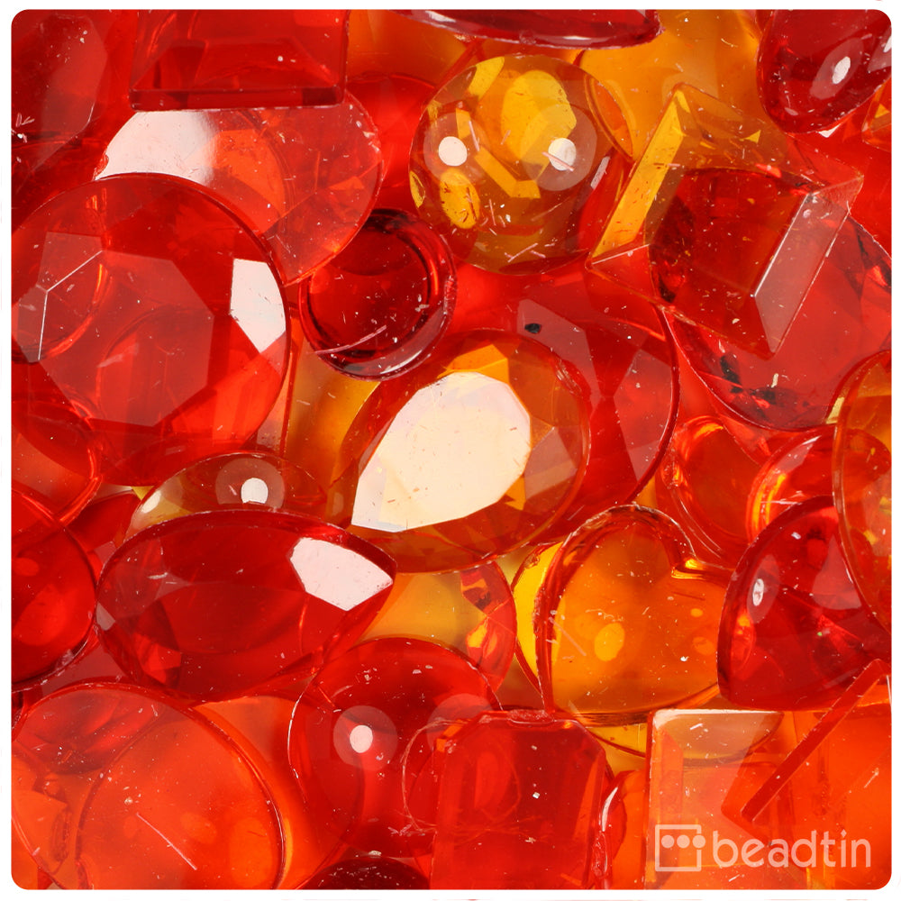 Warm Mix Smooth & Faceted Plastic Mosaic Pieces (8oz)